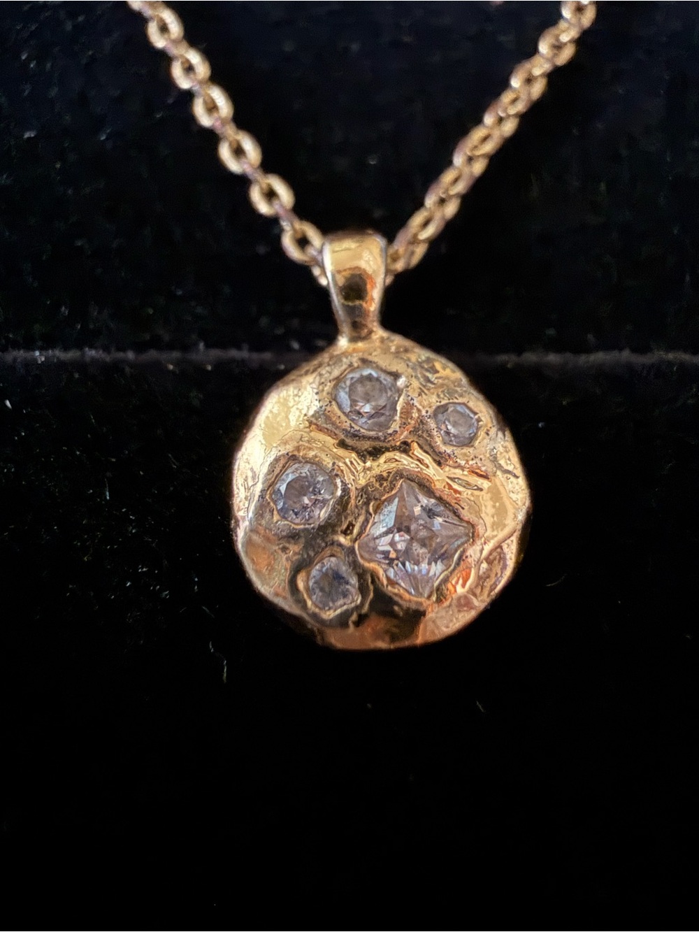 Gorjana Gold Disc Pendant Necklace with Crystal Accents